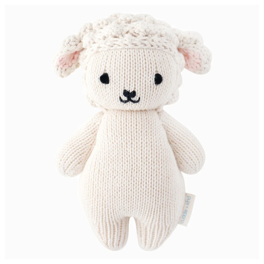 Hand-knit cotton Baby Lamb heirloom plush from Maison Creole Compass