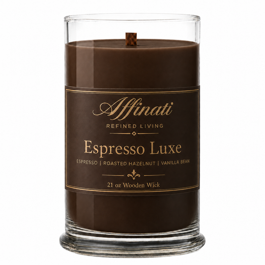 Kafe Matin espresso 21 oz wooden wick candle from Maison Creole Compass