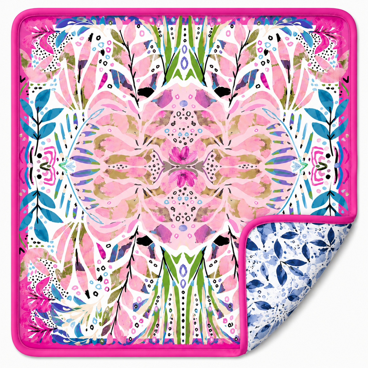 Amina double-sided hand-painted mahjong mat from Maison Creole Compass