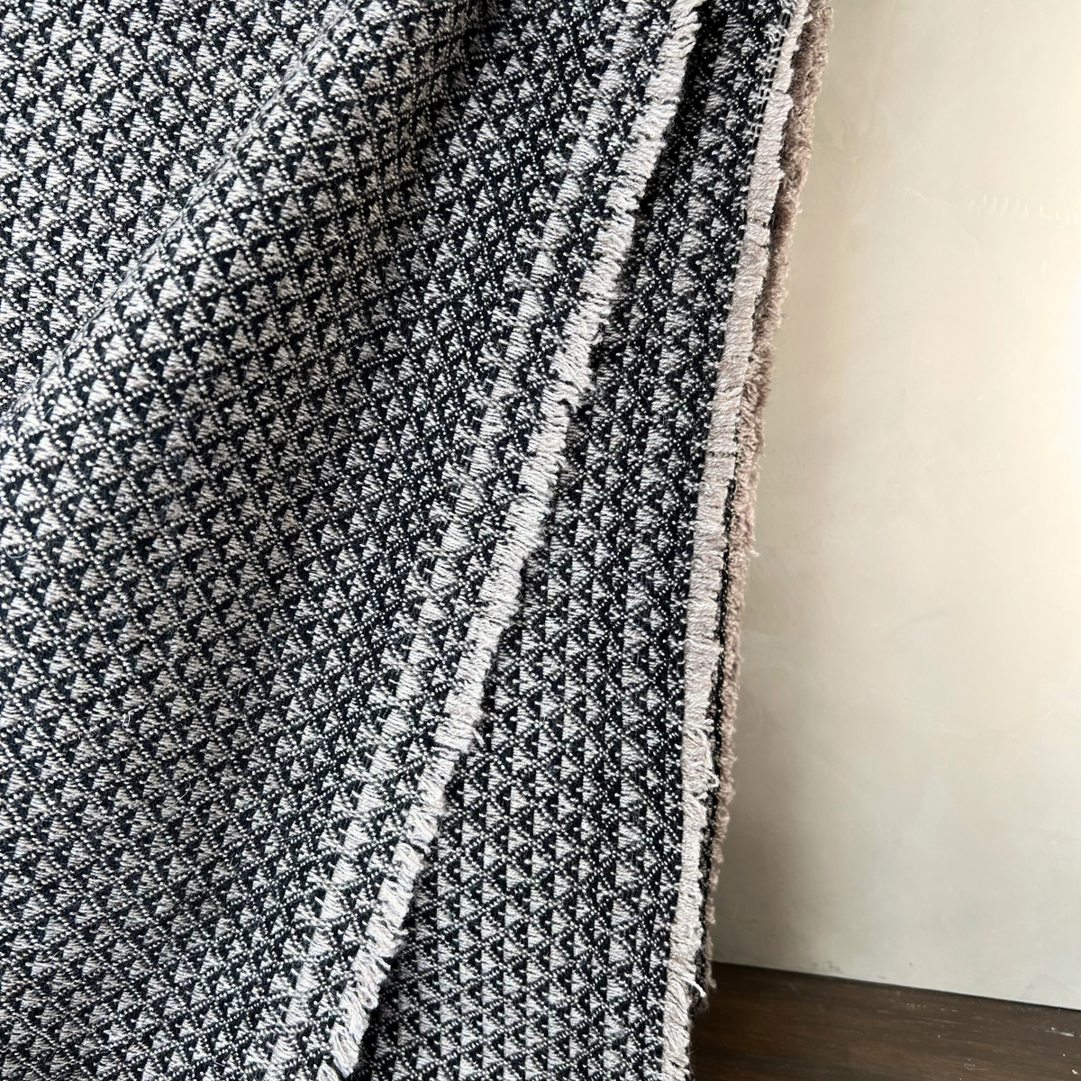 Dhanvi charcoal cashmere throw blanket handmade in Nepal, view 2