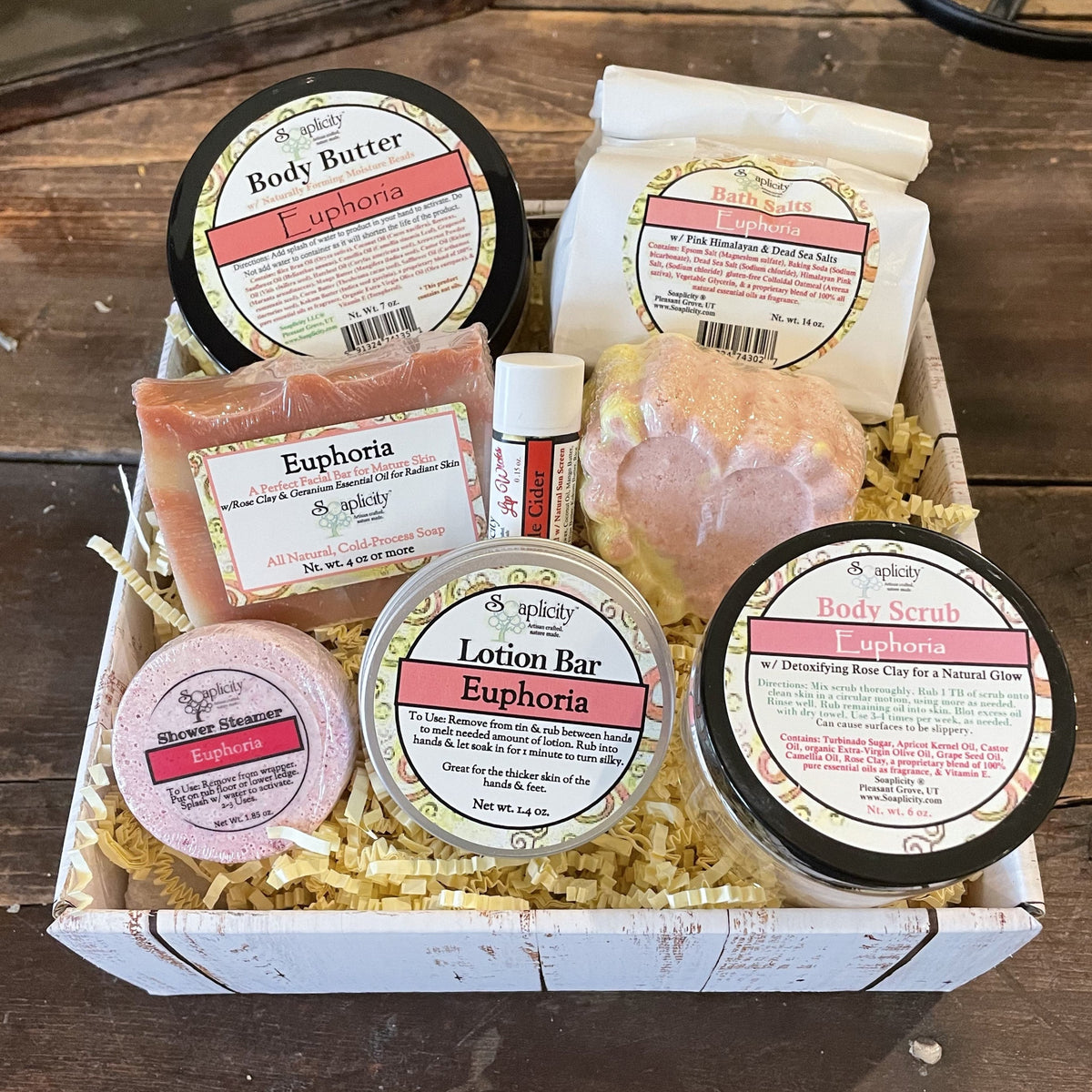 Scentastic spa gift basket in Euphoria with soap, body butter and bath salts from Maison Creole Compass
