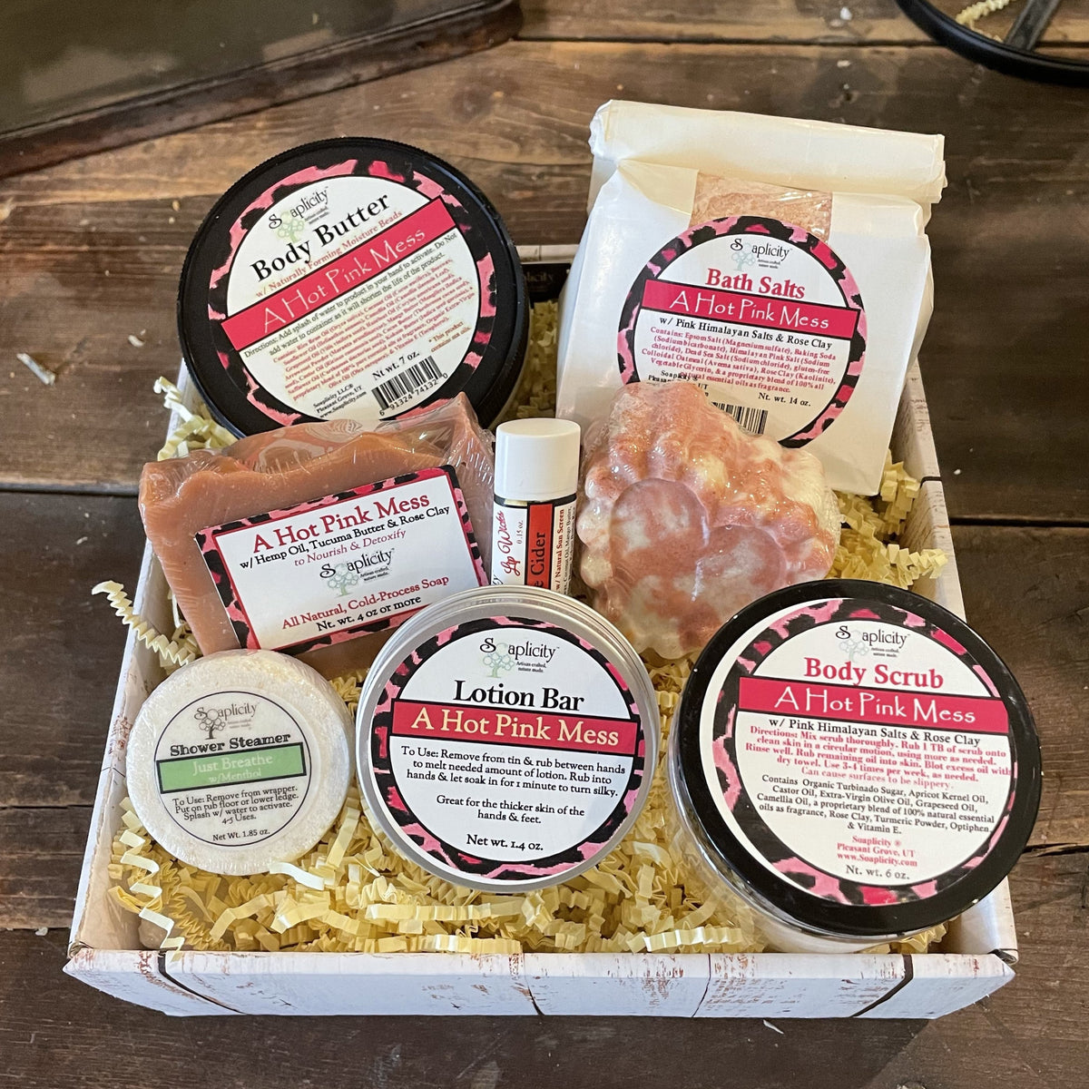 Scentastic spa gift basket in A Hot Pink Mess scent