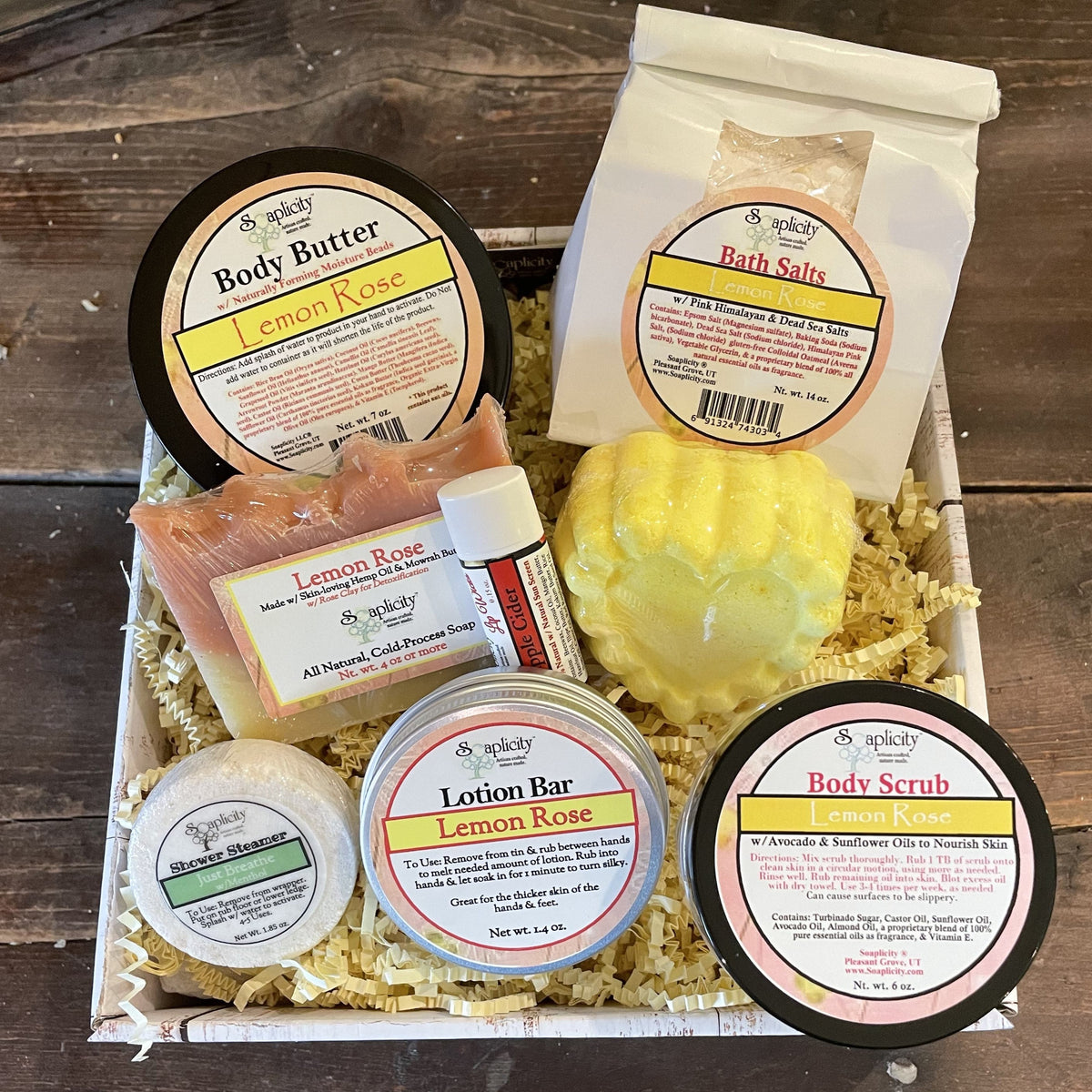 Scentastic spa gift basket in Lemon Rose scent