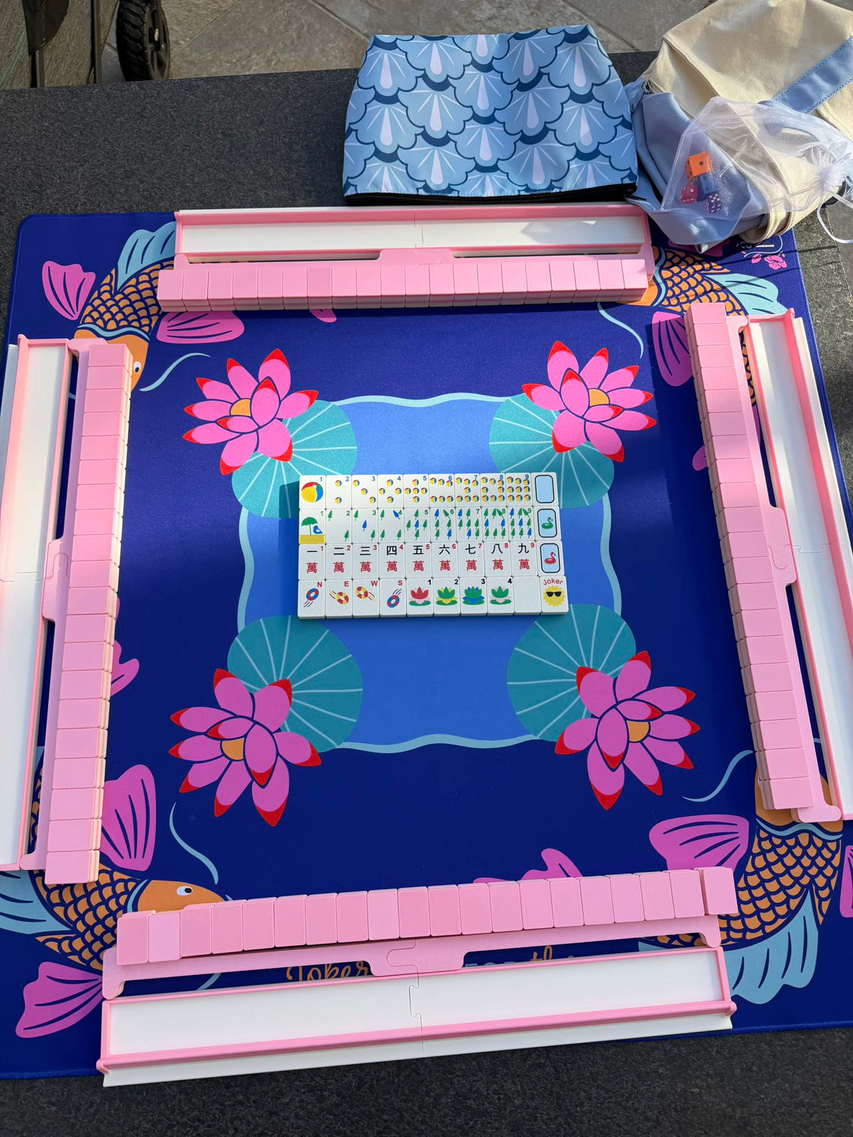 Full set of pink Compass mahjong tiles