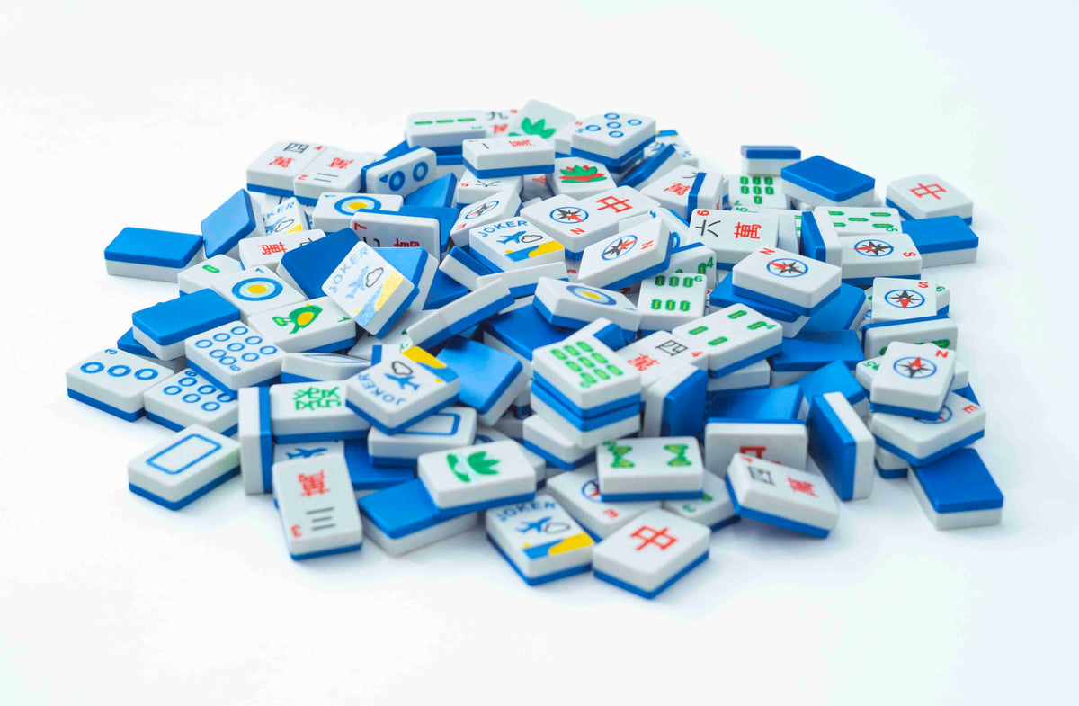 Compass mahjong tiles in Cobalt Blue