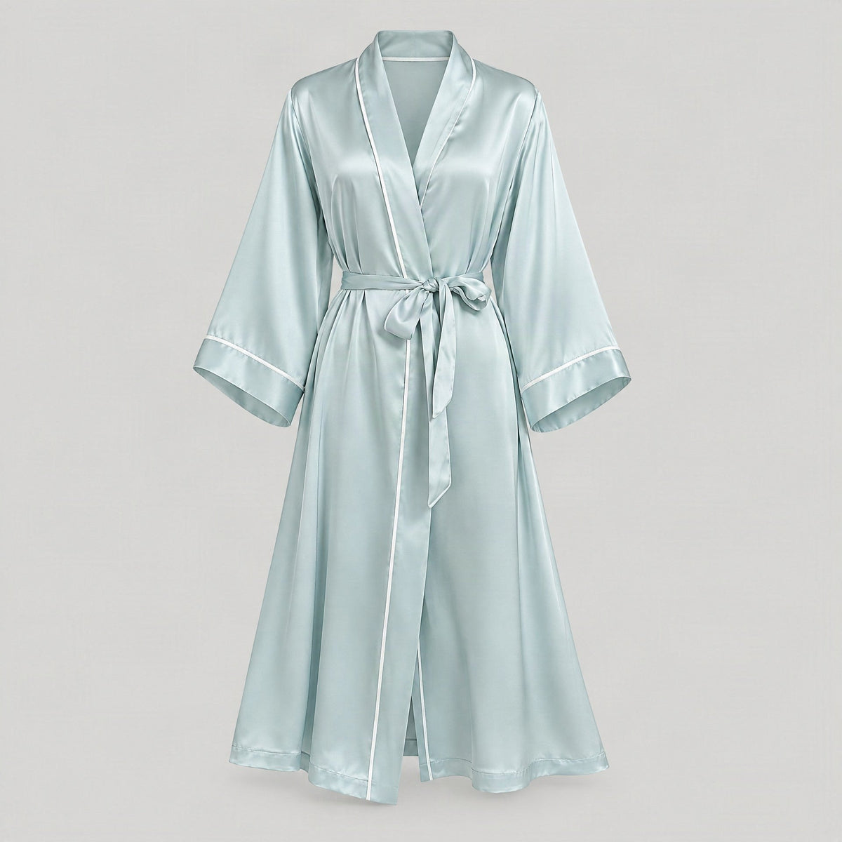 Long 19 momme mulberry silk robe, view 8