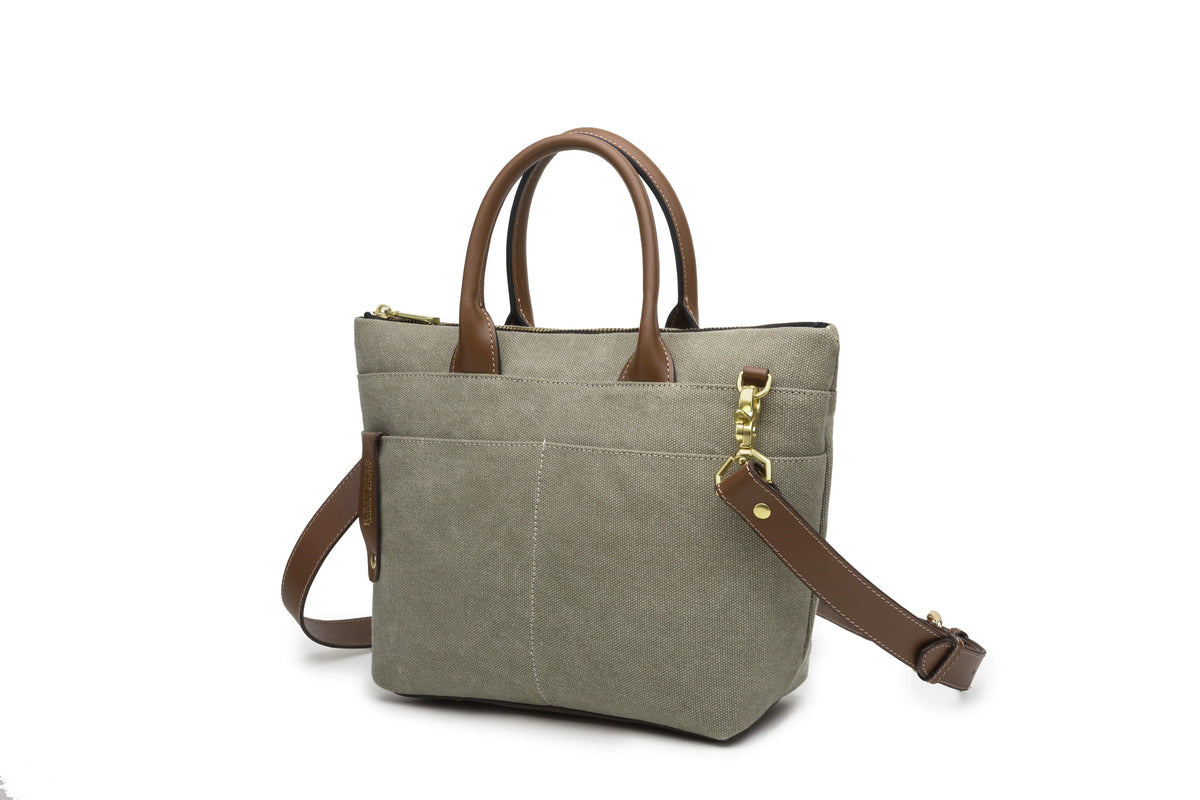 The Dot washed canvas and leather mini tote, view 9