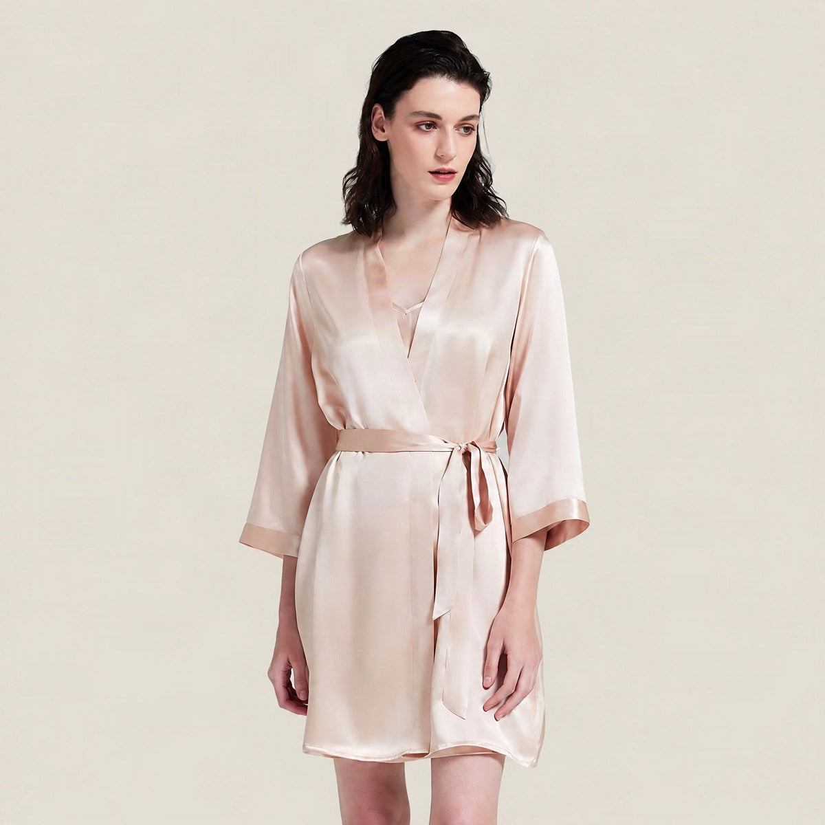 Embroidered mulberry silk robe and camisole set from Maison Creole Compass