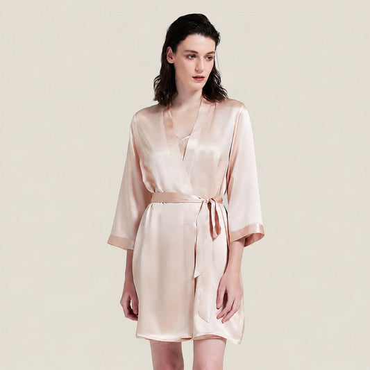 Embroidered mulberry silk robe and camisole set from Maison Creole Compass