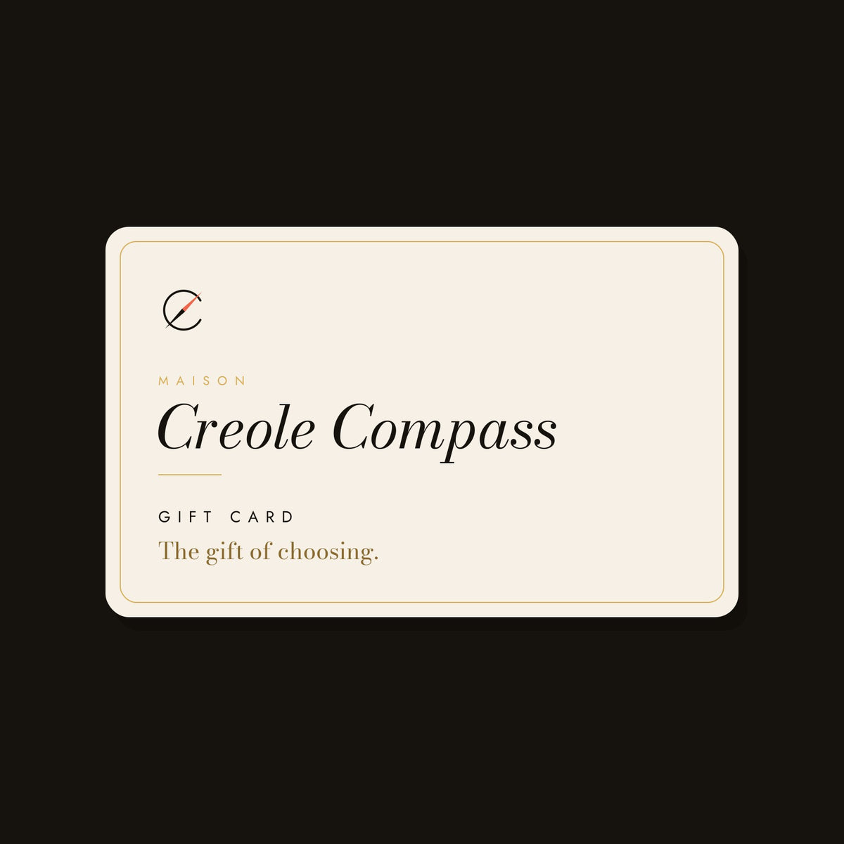 Maison Creole Compass gift card in cream and gold