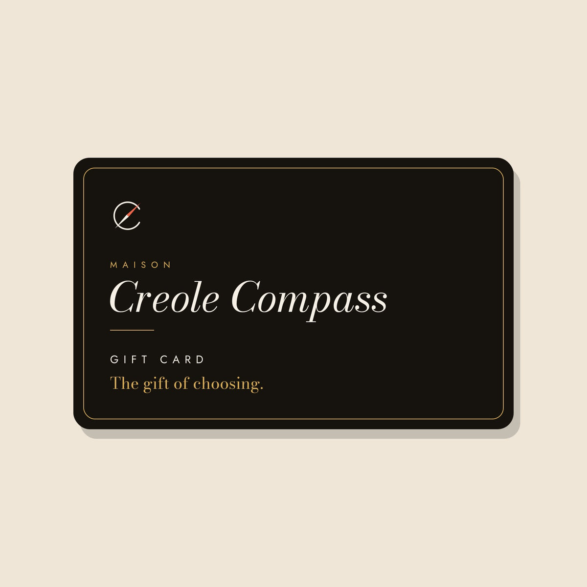 Maison Creole Compass gift card in black and gold