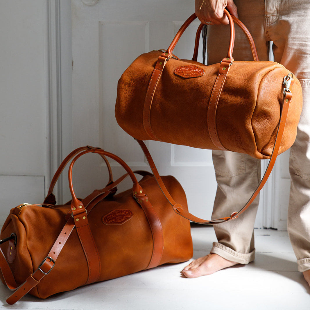 Nomad leather duffle bag in Caramel